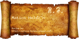 Matics Helén névjegykártya