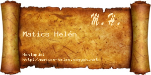 Matics Helén névjegykártya